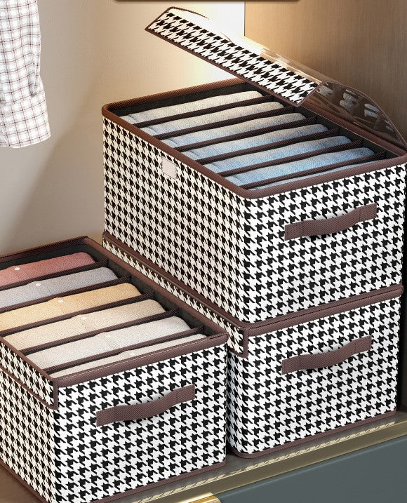 Fabric Foldable Wardrobe Clothes Storage Box with Cover.